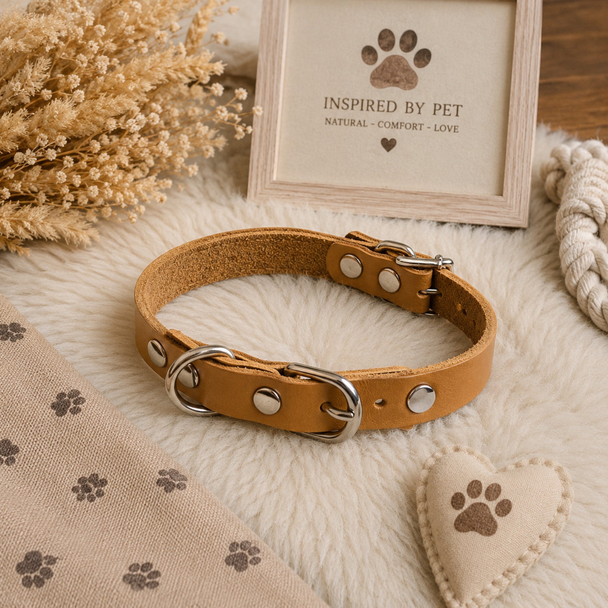 Set Collare e Guinzaglio in Pelle Toscana per Cani